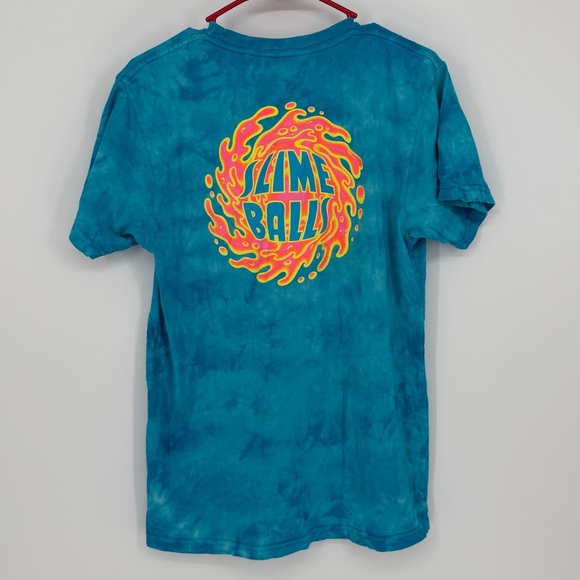 NHS-INC Other - Skateboard Slime Balls logo t-shirt in a blue tie-dye wash